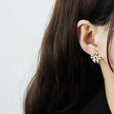 JUANG 14K Real Flower Earrings Minimalist Brilliant Jewelry