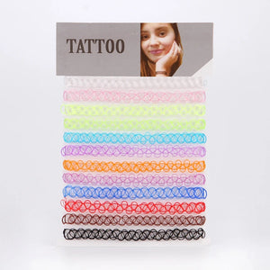 Gothic Choker Tattoo Necklaces Set Punk Jewelry 12 pcs