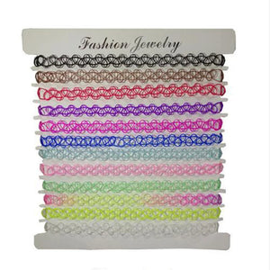 Gothic Choker Tattoo Necklaces Set Punk Jewelry 12 pcs