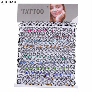 Vintage Stretch Tattoo Choker Necklaces Gothic Crystal Bea Necklace