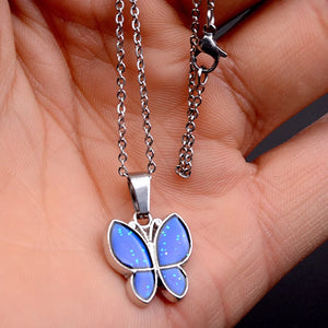 Mood Butterfly Necklace Stainless Steel Chain Women Gift