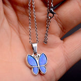 Mood Butterfly Necklace Stainless Steel Chain Women Gift