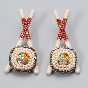 Crystal Metal Earrings for Women Boho Pearls Jewelry