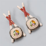 Crystal Metal Earrings for Women Boho Pearls Jewelry