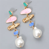 Pink Dangle Earrings Pearl Jewelry Bijoux