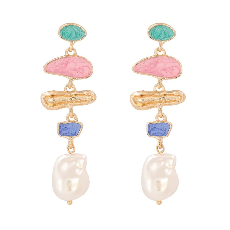 Pink Dangle Earrings Pearl Jewelry Bijoux