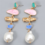 Pink Dangle Earrings Pearl Jewelry Bijoux