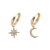 316L Stainless Steel Crystal Star Moon Earrings For Women