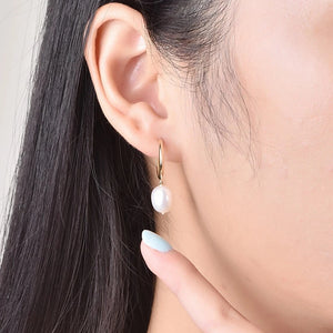316L Stainless Steel Freshwater Pearl Earrings Baroque Pearls Dangle Gift