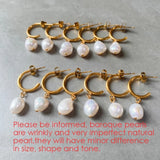316L Stainless Steel Freshwater Pearl Earrings Baroque Pearls Dangle Gift
