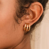 316L Stainless Steel Three Row Earrings - Smooth Hoop Jewelry