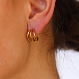 316L Stainless Steel Three Row Earrings - Smooth Hoop Jewelry