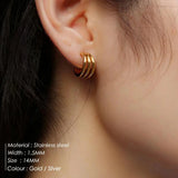 316L Stainless Steel Three Row Earrings - Smooth Hoop Jewelry