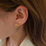 316L Stainless Steel Three Row Earrings - Smooth Hoop Jewelry