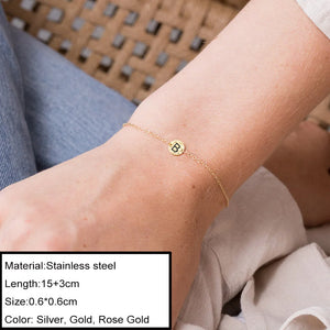 JUJIE Stainless Steel Initial Bracelet 26 Alphabet Letters Chain Bracelets