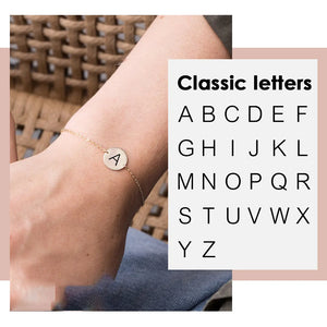 JUJIE Stainless Steel Letters Bracelet Charm 26 Alphabet Initial Chain Jewelry