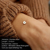 JUJIE Stainless Steel Letters Bracelet Charm 26 Alphabet Initial Chain Jewelry