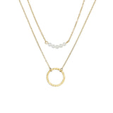 Stainless Steel Necklace Clavicle Pendant Peach Round Multilayer Chain