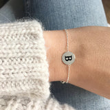 JUJIE Engraved Alphabet Bracelet 316L Stainless Steel Charm Bracelet