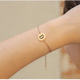 JUJIE Engraved Alphabet Bracelet 316L Stainless Steel Charm Bracelet