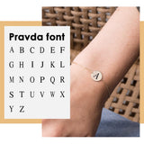 JUJIE Engraved Alphabet Bracelet 316L Stainless Steel Charm Bracelet