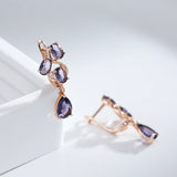 Purple Zircon Dangle Earrings for Wedding Jewelry Women