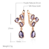 Purple Zircon Dangle Earrings for Wedding Jewelry Women
