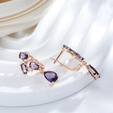 Purple Zircon Dangle Earrings for Wedding Jewelry Women