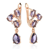 Purple Zircon Dangle Earrings for Wedding Jewelry Women