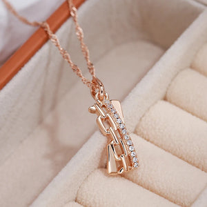 Vintage Hollow Chain Zircon Pendant 585 Geometric Necklace