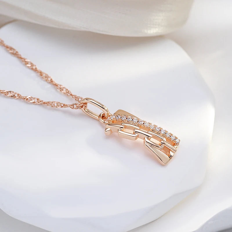 Vintage Hollow Chain Zircon Pendant 585 Geometric Necklace