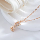 Vintage Hollow Chain Zircon Pendant 585 Geometric Necklace