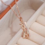 Vintage Hollow Chain Zircon Pendant 585 Geometric Necklace