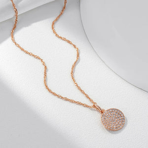 Zircon Coin Pendant Wave Chain Long Necklace