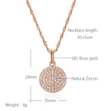 Zircon Coin Pendant Wave Chain Long Necklace