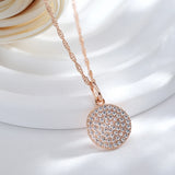 Zircon Coin Pendant Wave Chain Long Necklace