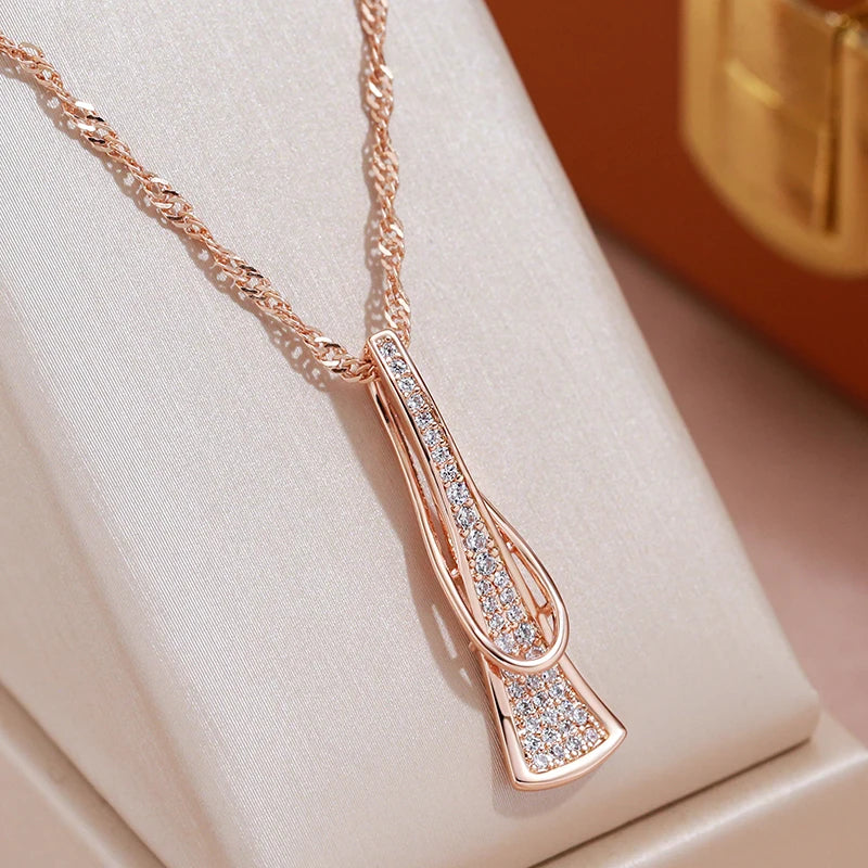 Geometric Zircon Triangle Pendant 585 Necklace Wedding Jewelry