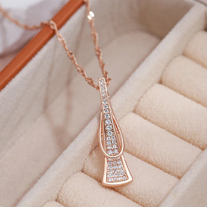 Geometric Zircon Triangle Pendant 585 Necklace Wedding Jewelry
