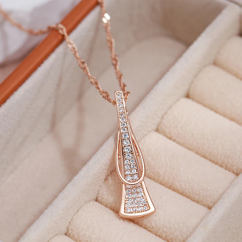 Geometric Zircon Triangle Pendant 585 Necklace Wedding Jewelry