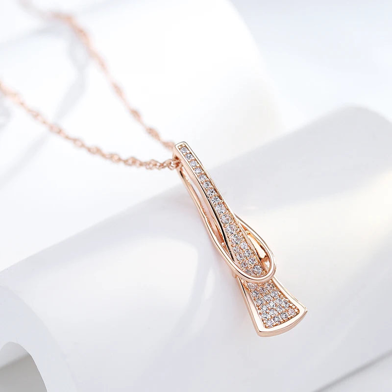 Geometric Zircon Triangle Pendant 585 Necklace Wedding Jewelry