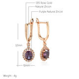 Zircon Purple Pendant Earrings Set 585 Wedding Jewelry