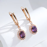 Zircon Purple Pendant Earrings Set 585 Wedding Jewelry