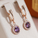 Zircon Purple Pendant Earrings Set 585 Wedding Jewelry