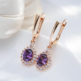 Zircon Purple Pendant Earrings Set 585 Wedding Jewelry