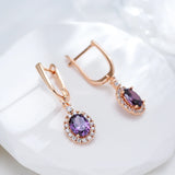 Zircon Purple Pendant Earrings Set 585 Wedding Jewelry