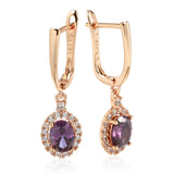 Zircon Purple Pendant Earrings Set 585 Wedding Jewelry