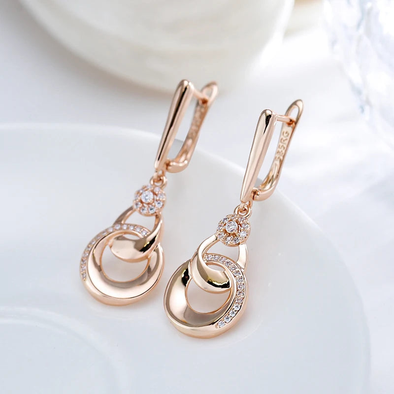 Vintage Round Zircon Wedding Earrings 585 French Jewelry