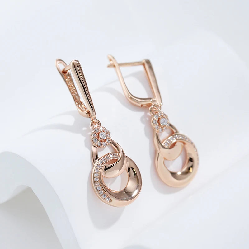 Vintage Round Zircon Wedding Earrings 585 French Jewelry