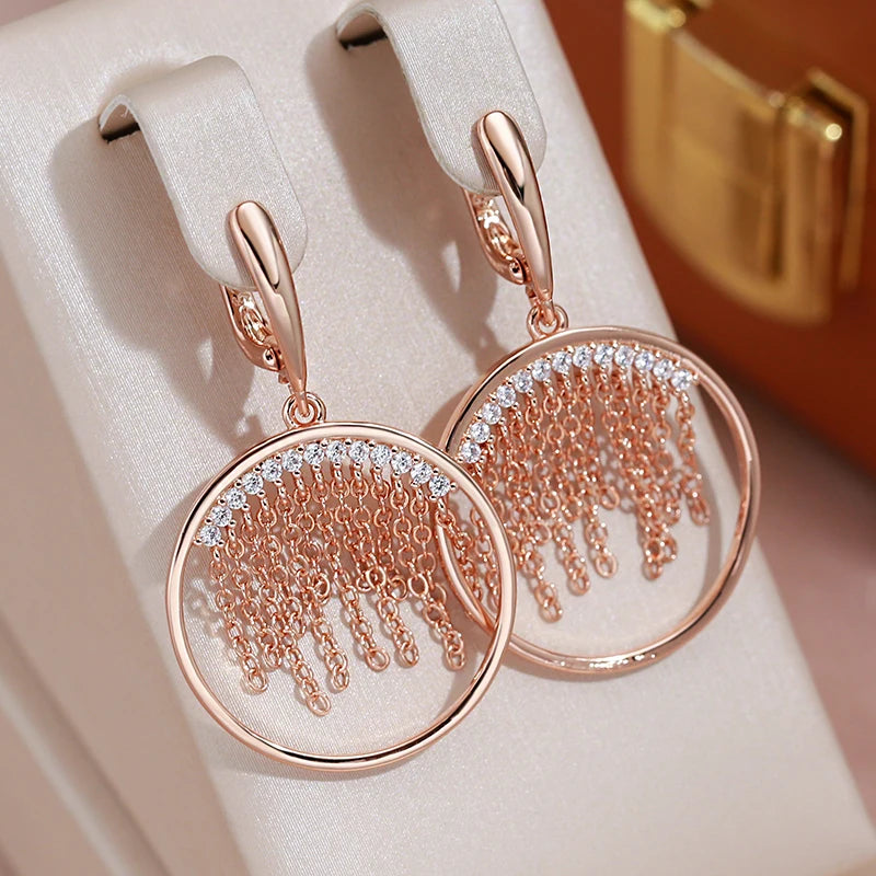 Tassel Lock Pendant Earrings Women 585 Party Jewelry