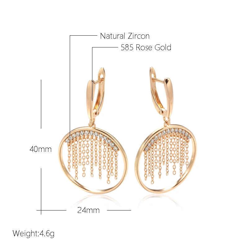 Tassel Lock Pendant Earrings Women 585 Party Jewelry